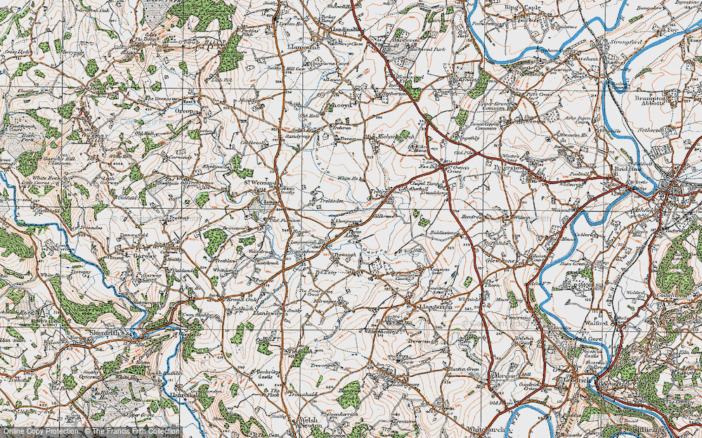 Old Map of Three Ashes, 1919 in 1919