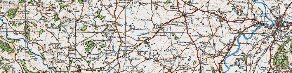 Old map of Three Ashes in 1919