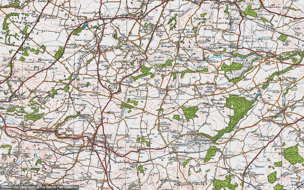 Old Map of Three Ashes, 1919 in 1919
