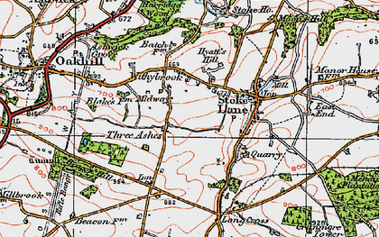 Old map of Three Ashes in 1919