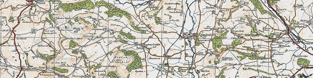 Old map of Three Ashes in 1920