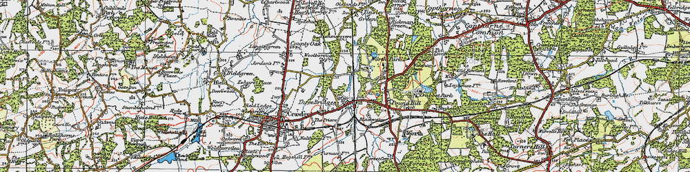 Old map of Three Bridges in 1920
