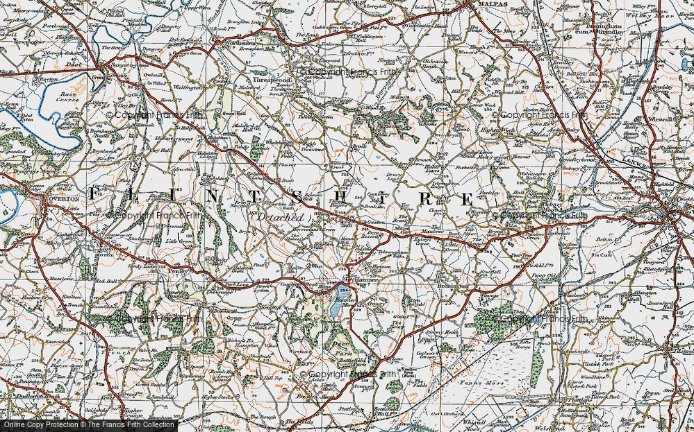 Old Map of Historic Map covering Croxton in 1921