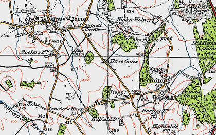 Old map of Three Gates in 1919