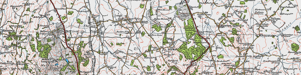 Old map of Three Gates in 1919