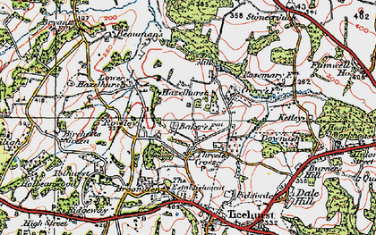Old map of Three Leg Cross in 1920