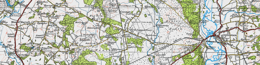 Old map of Three Legged Cross in 1919
