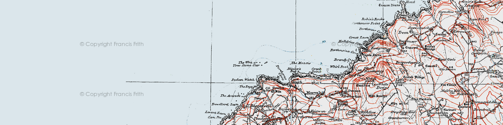 Old map of Three Stone Oar in 1919