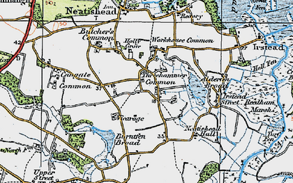 Old map of Threehammer Common in 1922
