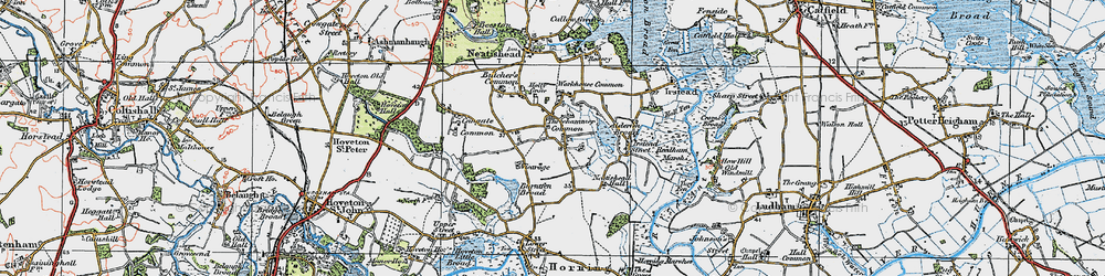 Old map of Threehammer Common in 1922