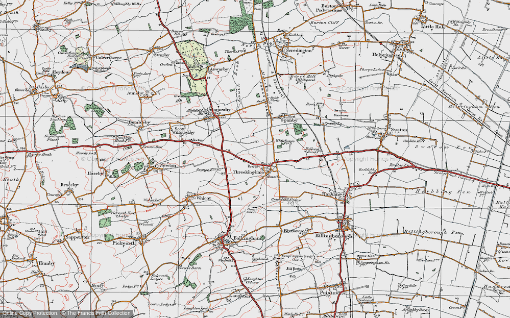 Old Map of Historic Map covering Stow Green Hill in 1922