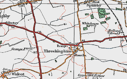 Old map of Threekingham in 1922