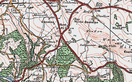 Old map of Threelows in 1921