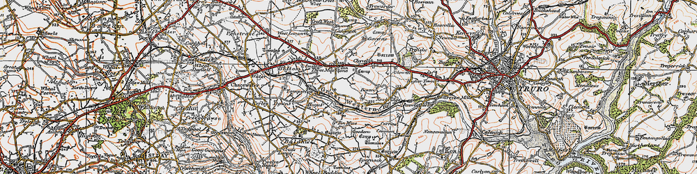 Old map of Threemilestone in 1919