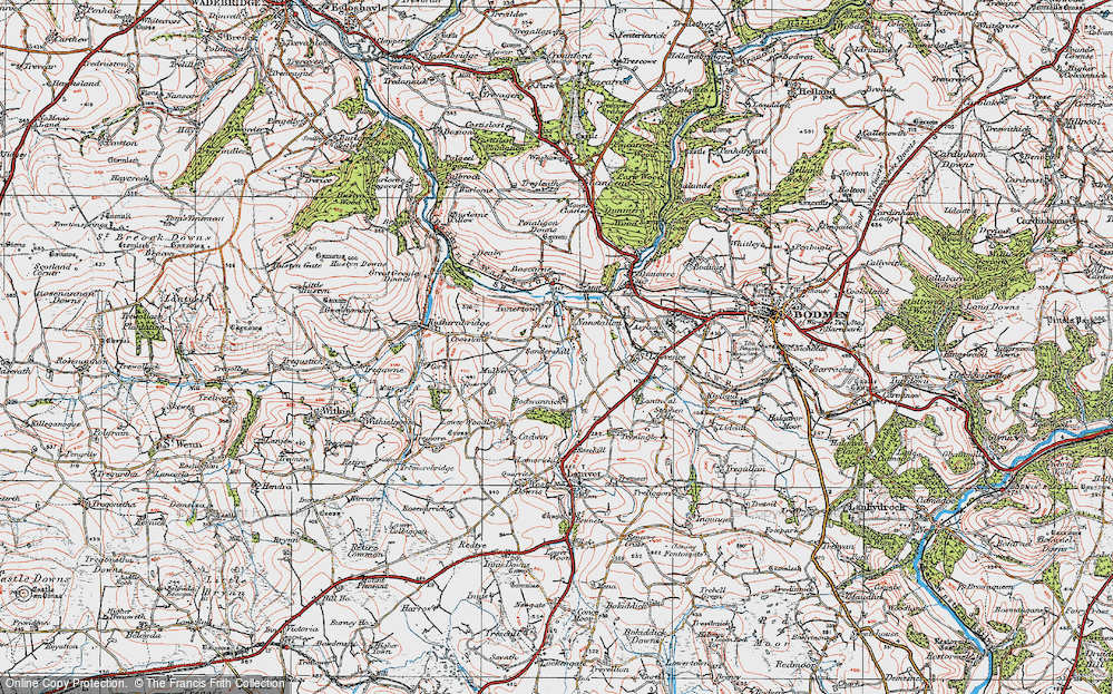 Old Map of Threewaters, 1919 in 1919