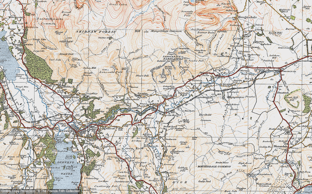 Old Map of Historic Map covering Blease Gill in 1925