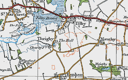 Old map of Thrigby in 1922