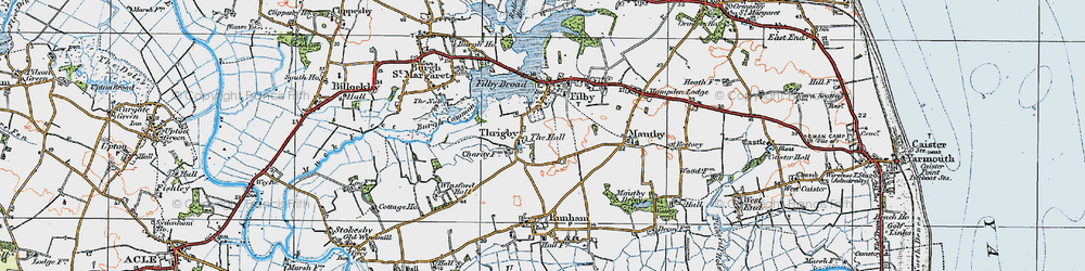Old map of Thrigby in 1922