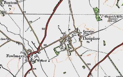 Old map of Thriplow in 1920