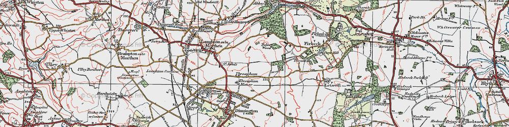 Old map of Throapham in 1923