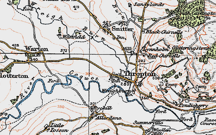 Old map of Thropton in 1925