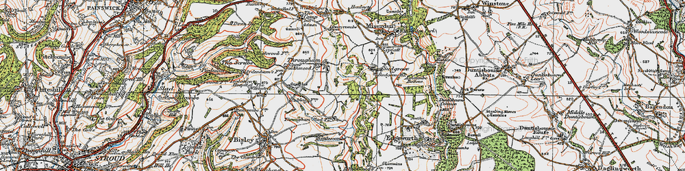 Old map of Througham in 1919