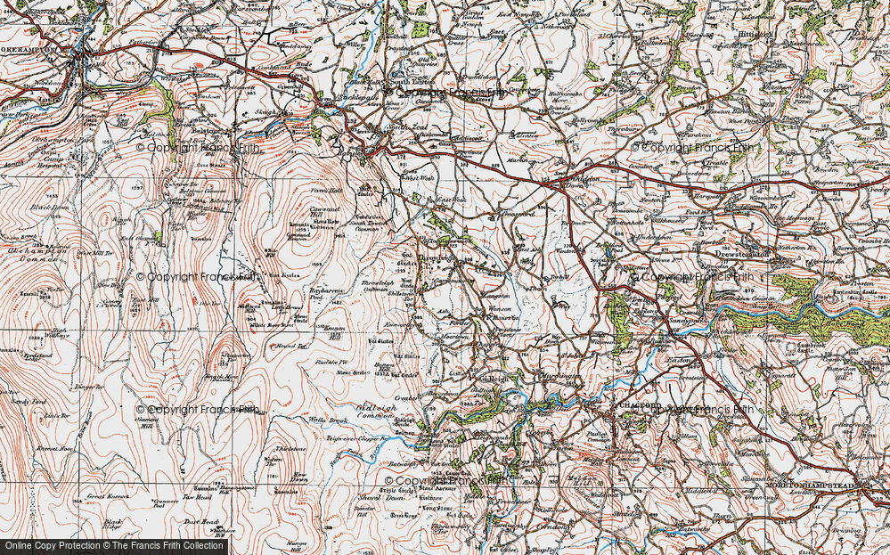 Old Map of Historic Map covering Blackaton Brook in 1919