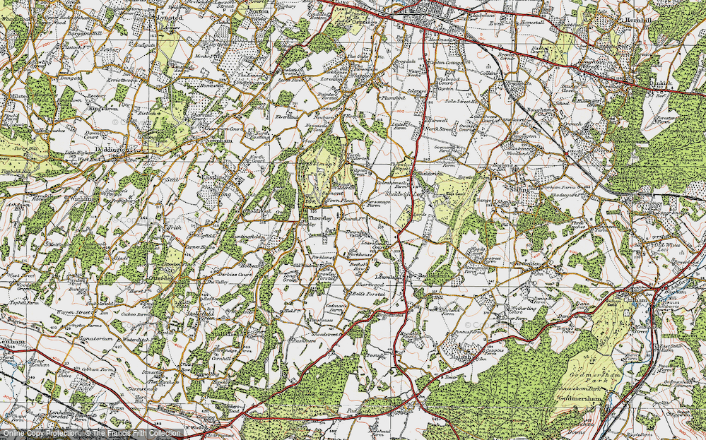 Old Map of Throwley, 1921 in 1921