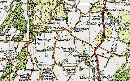 Old map of Throwley in 1921