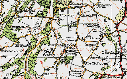 Old map of Throwley Forstal in 1921