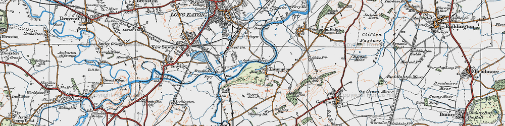 Old map of Thrumpton in 1921