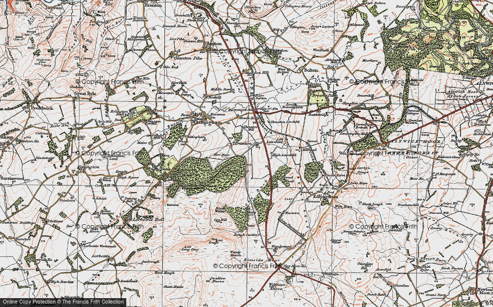 Old Map of Thrunton, 1925 in 1925