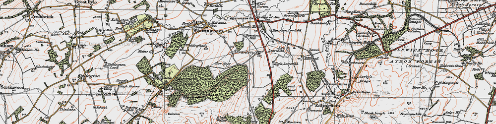 Old map of Thrunton in 1925