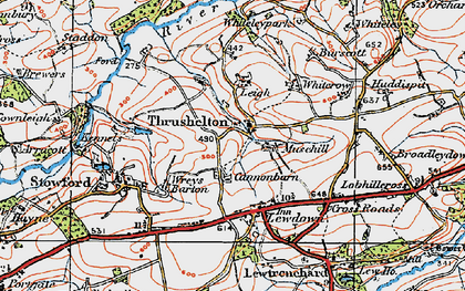Old map of Thrushelton in 1919