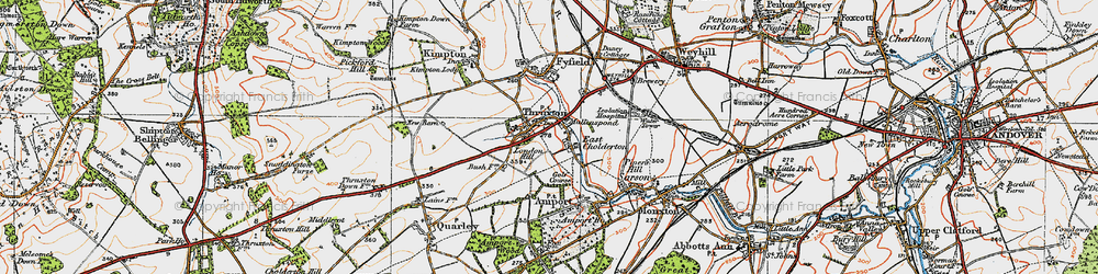 Old map of Thruxton in 1919