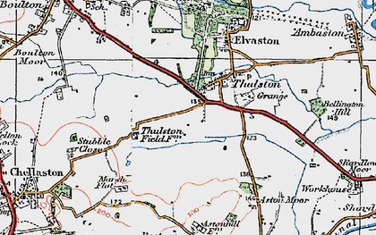 Old map of Thulston in 1921