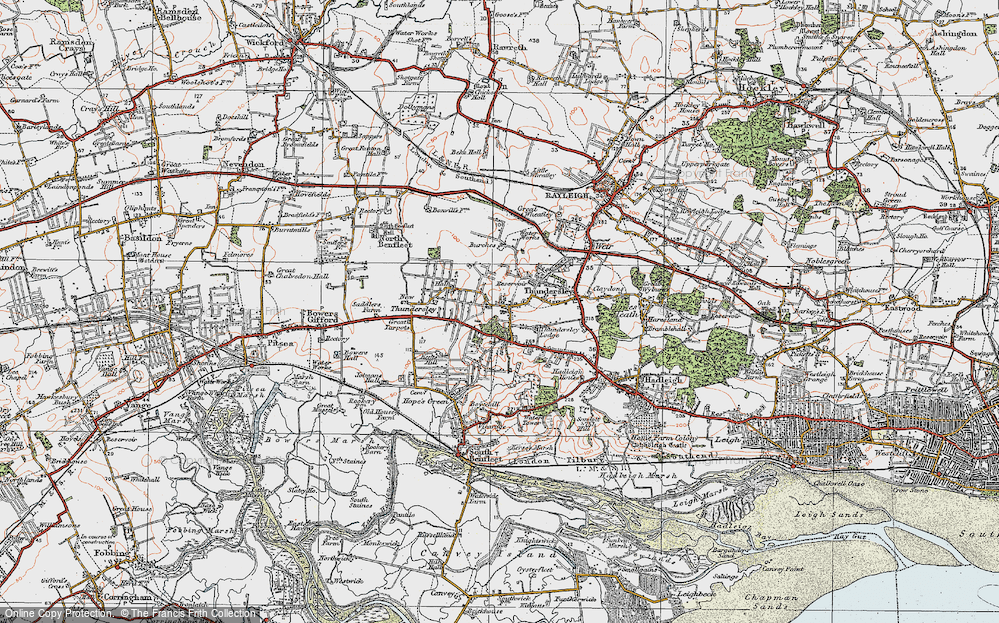 Old Map of Thundersley, 1921 in 1921