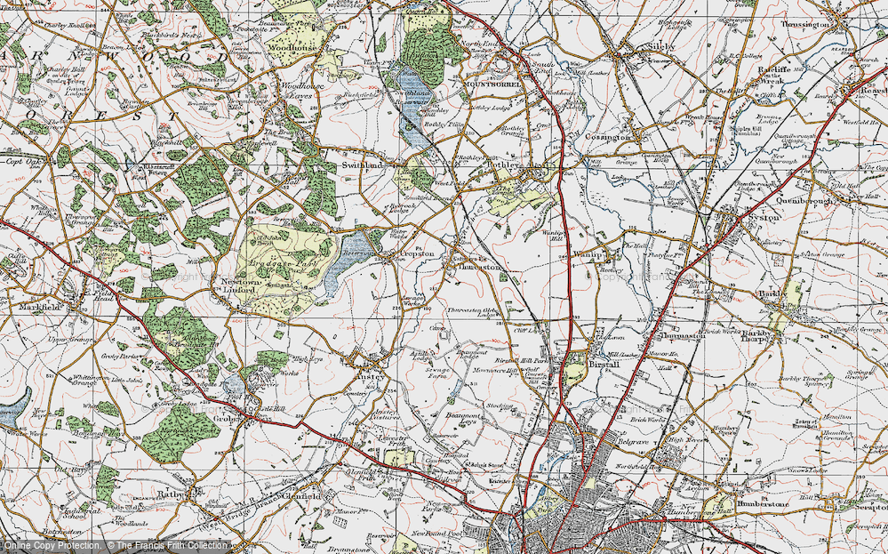 Old Map of Historic Map covering Leicestershire in 1921