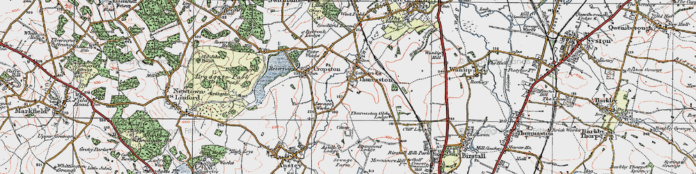 Old map of Thurcaston in 1921