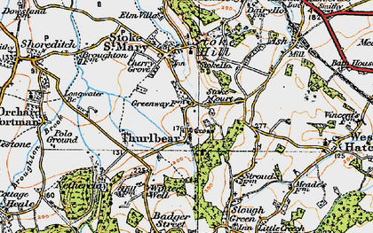 Old map of Thurlbear in 1919