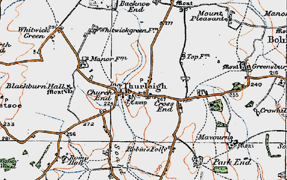 Old map of Thurleigh in 1919