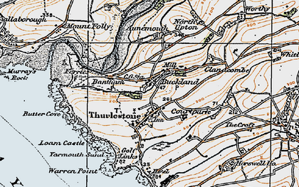 Old map of Thurlestone in 1919