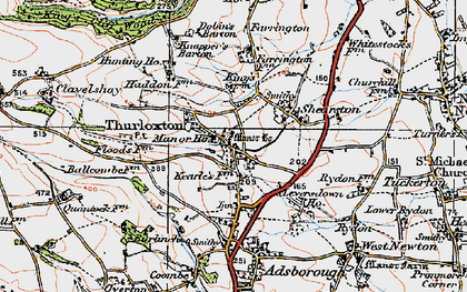 Old map of Thurloxton in 1919