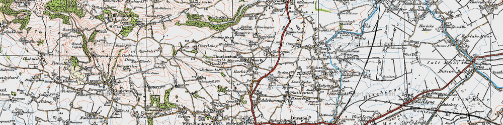 Old map of Thurloxton in 1919