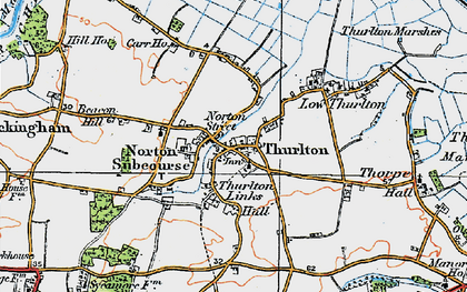 Old map of Thurlton in 1922