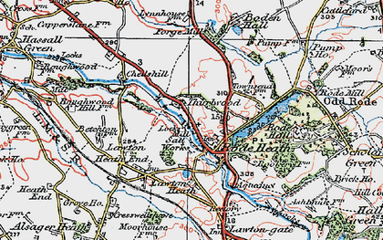 Old map of Thurlwood in 1923