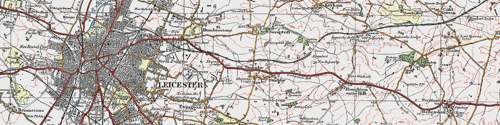 Old map of Thurnby in 1921