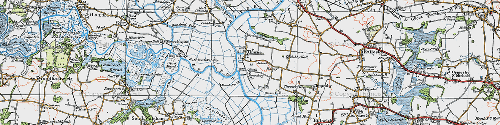 Old map of Thurne in 1922