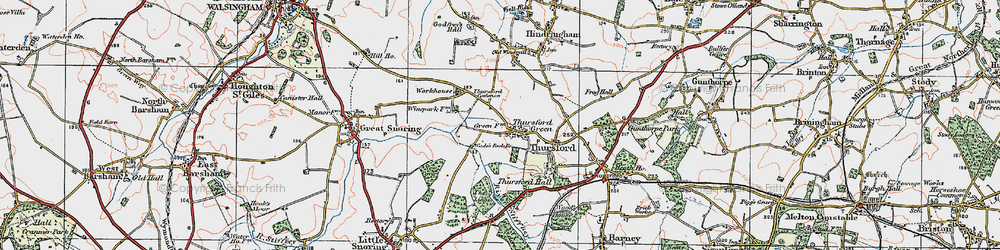 Old map of Thursford in 1921