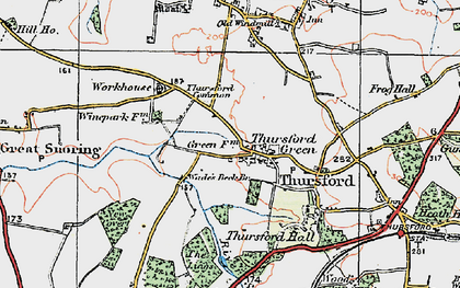Old map of Thursford Green in 1921